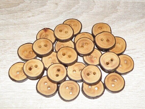 Small 25 Handmade plum wood Tree Branch Butto...