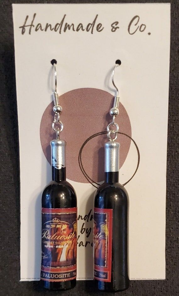 Wine Bottle Earrings, Charm Earrings, Vintage...