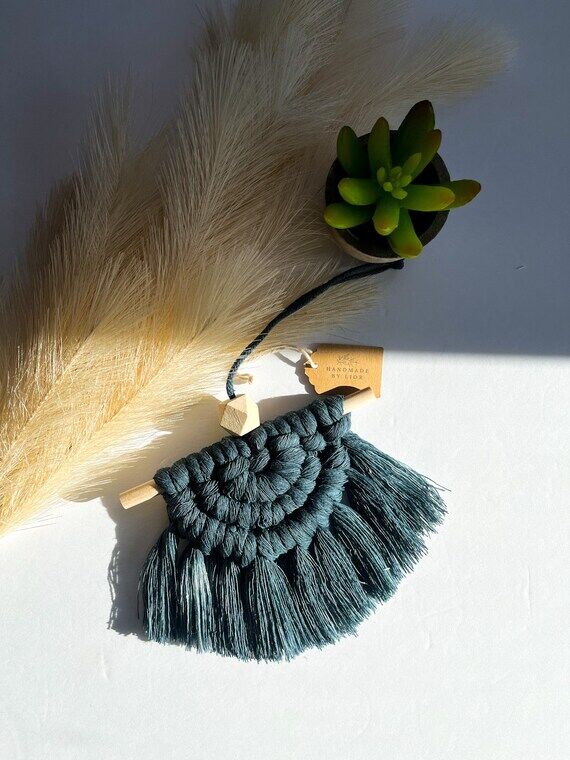 Handmade Mini Macrame Wall Hanging, Boho Deco...