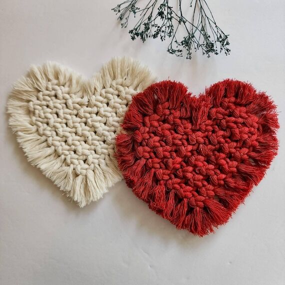 Cotton Heart Coasters | Valentines Day Gift |...