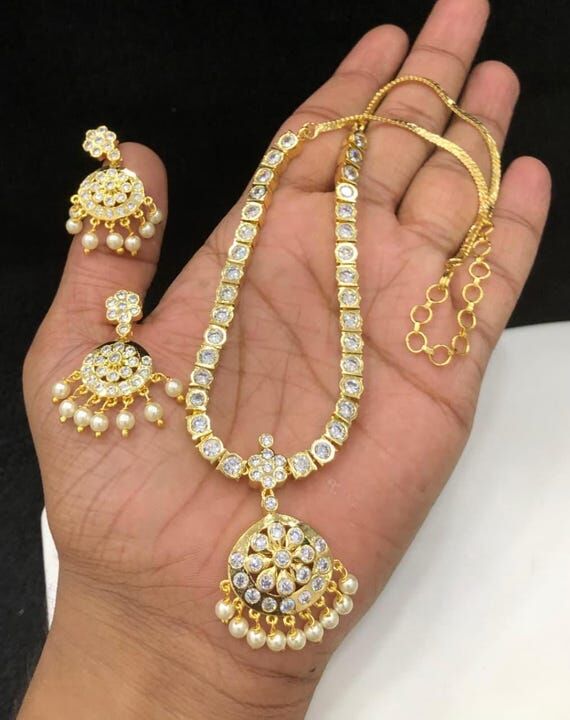 Traditional Gold finish Attigai Necklace: Bra...