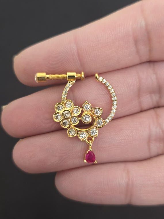 Traditional Pearl Drop Nose Ring- No piercing...