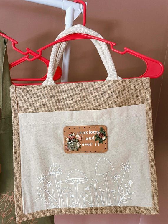 Anxious and Over It Floral Clay Patch Tote Ba...
