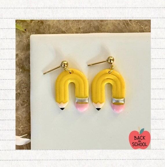 Handmade Polymer Clay Pencil Earrings | Teach...