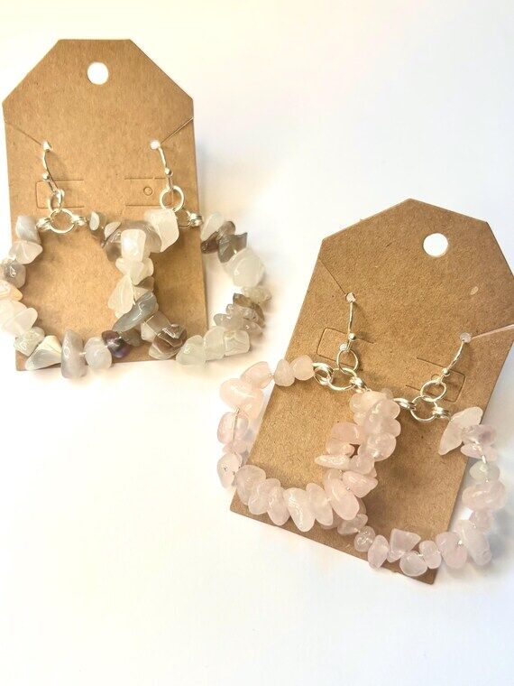 Gemstone Dangly Hoops, Various Gemstone Chips...