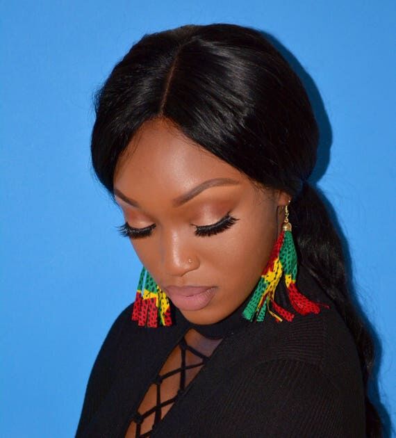 Red, Yellow, Green Ankara Tassel Earrings...