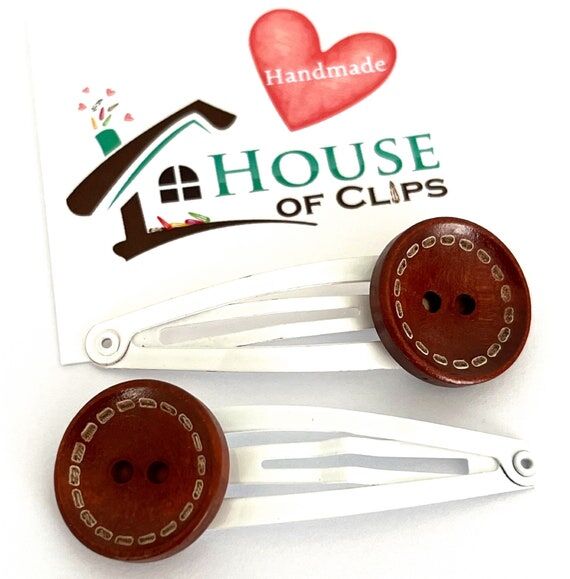 Grandma's Missing Button Hair Clips x2 / Butt...