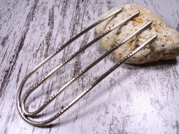 Hair fork (extra long size), metal, new silve...