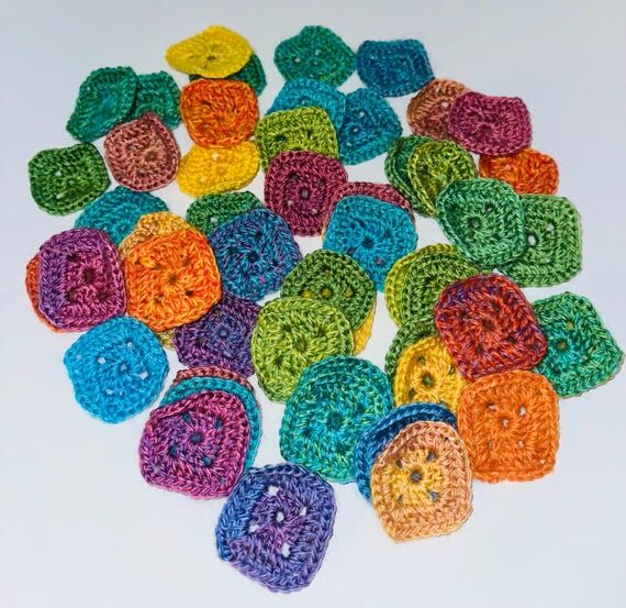 Hand Crochet Granny Squares, 48 Motifs, 2&qu...