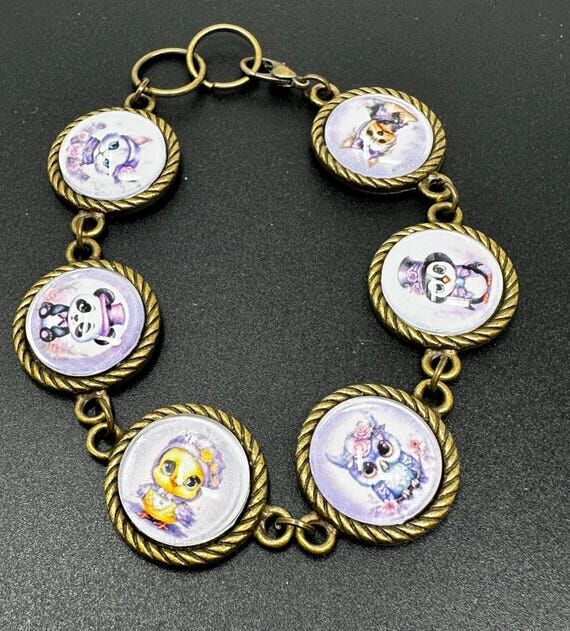 Animal Charm Bracelet: Cat, Panda, Duck, Owl,...