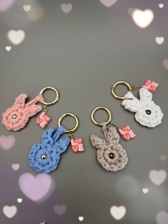 Cute rabbit keychain, Handmade...