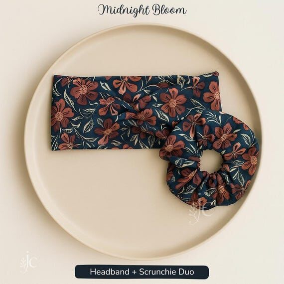 Midnight Bloom Headband & Scrunchie Set – S...