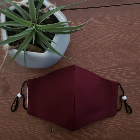 Burgundy 100% Cotton Double Layer Mask + Adju...