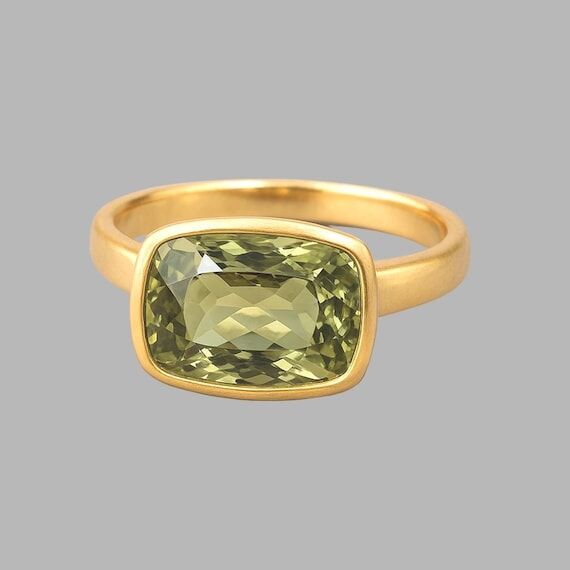 18k Gold Green Tourmaline Ring | Handmade Rec...