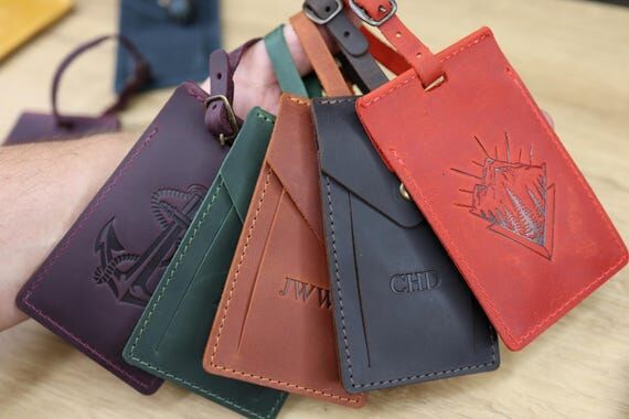 Personalized Leather Luggage Tag, Custom Init...