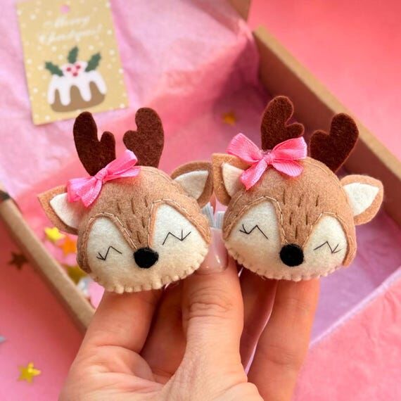 Felt Christmas Reindeer Hair Clips: Handmade ...