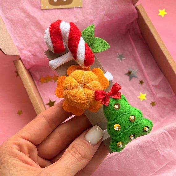 Christmas Hair Tie Set – Handmade Felt Cand...