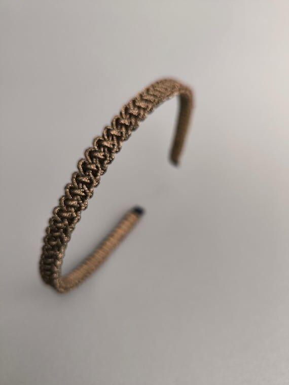 Handcrafted Bronze Macrame Headband: Boho Chi...