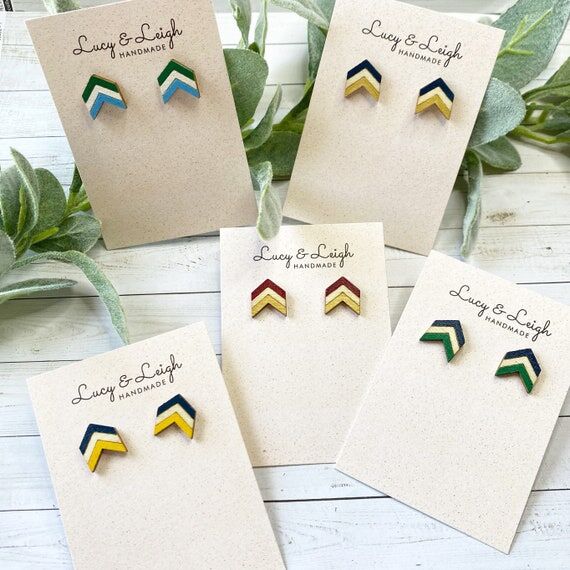 School Spirit Earrings, Team Colors, Handpain...