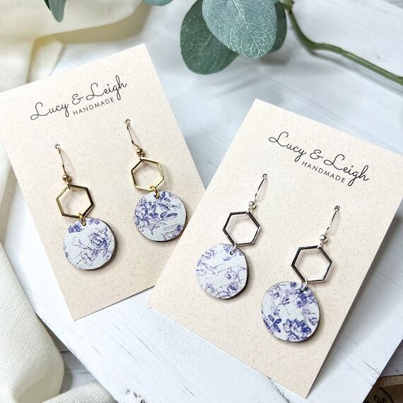 Lavender earrings handmade, 5th anniversary g...