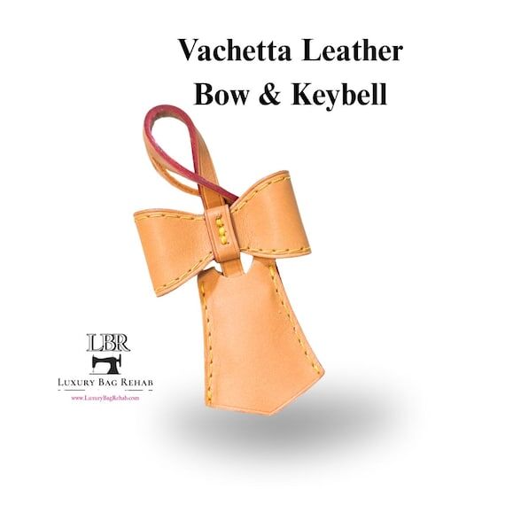 DARK TAN Key bell with Bow,Vachetta Leather,L...