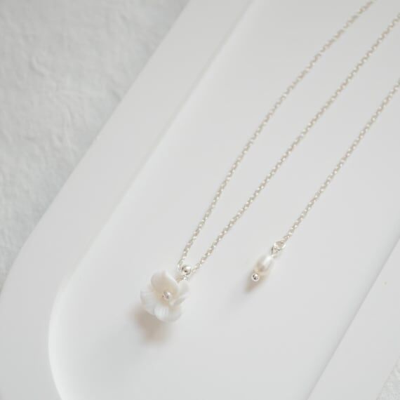 Porcelain Floral Necklace for Bridal, Polymer...