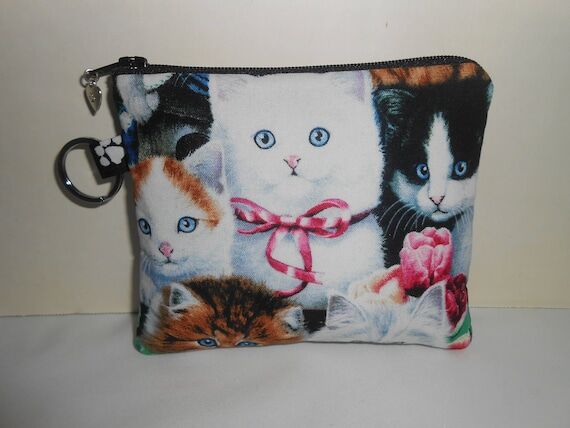 Kitten Fabric Coin Purse: Handmade Card Holde...