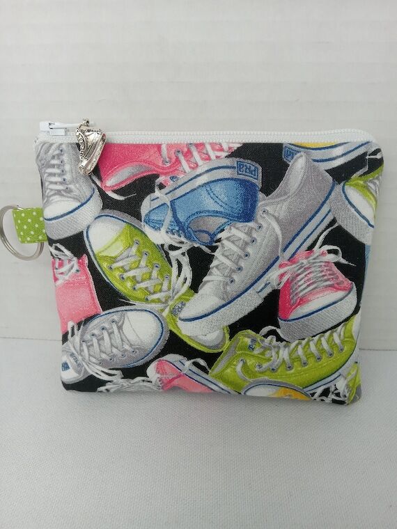 Sneaker Print Zipper Coin Pouch: Handmade Cot...