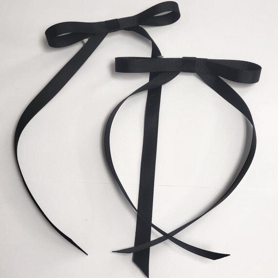 Black Grosgrain Ribbon Longtail Bow French Ba...