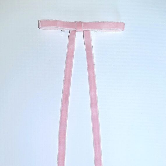 Blush Pink Velvet Longtail Bow French Barrett...