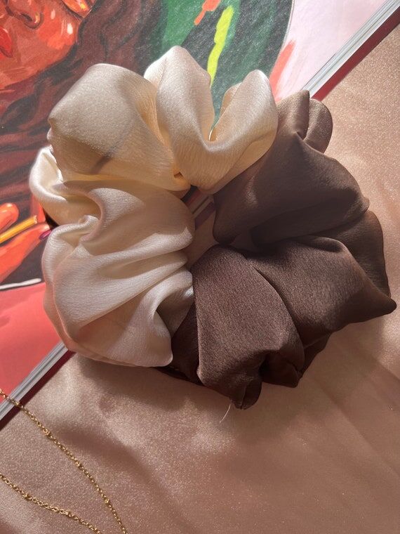 Handmade Ombre Silk Scrunchie, Champagne Beig...