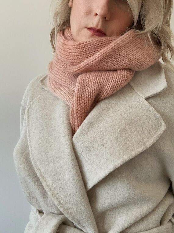 Soft and cozy knitted scarf in muted ombre sh...