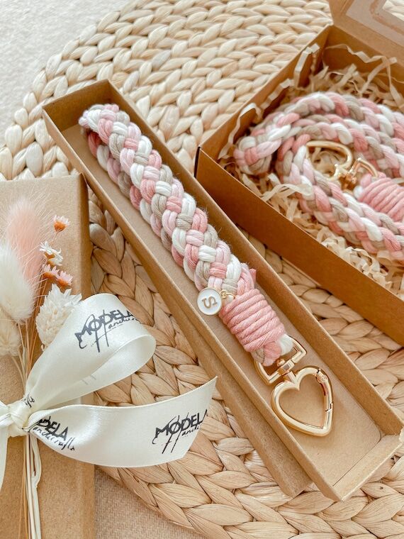 Macrame Wristlet Keychain, Personalized Lette...