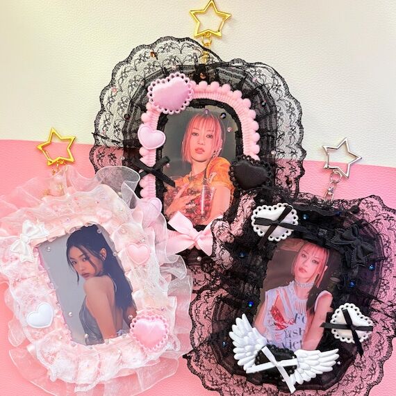 Kpop Photocard Toploader, Beaded PC Holder Ke...