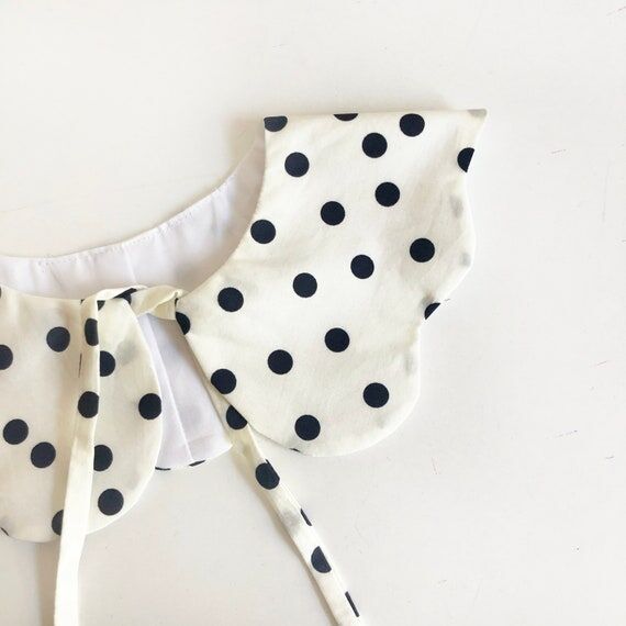 Polkadot Cotton Scalloped Detachable Collar -...