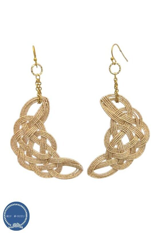 Japanese Knot Moon Earrings | Gold Crescent S...