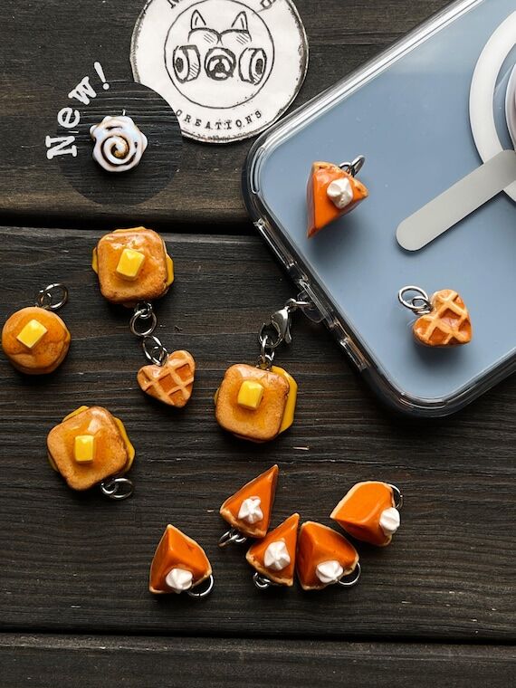 Handmade Polymer Clay Pastry Dust Plug: Waffl...