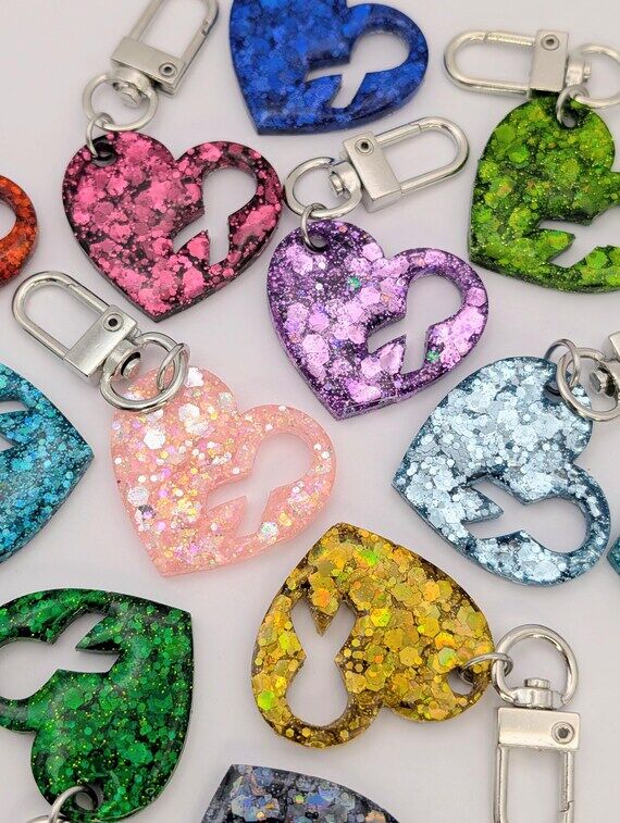 Handmade Awareness Ribbon Heart Bag Charm Key...