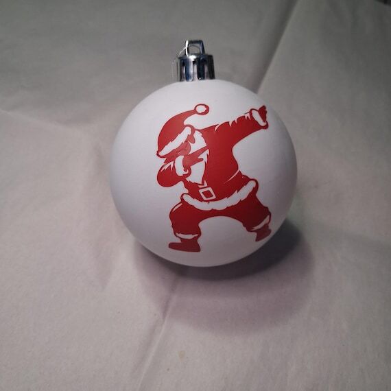 White Christmas Ornament, Santa in Red Vinyl ...