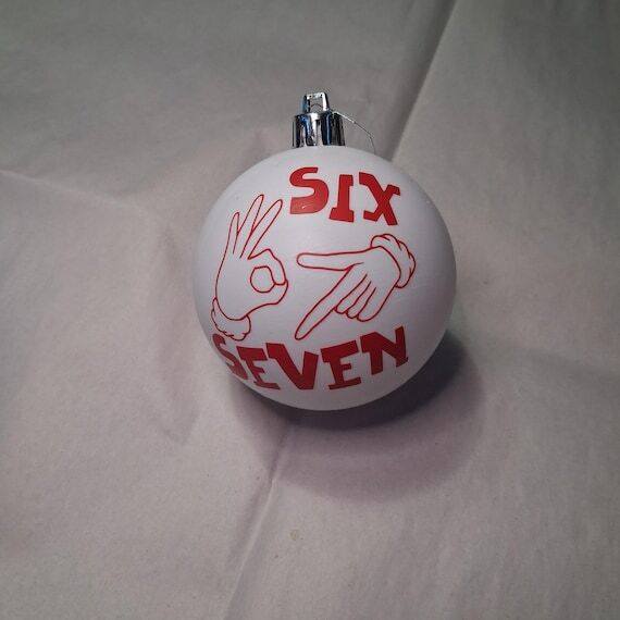 White Christmas Ornament with Red 67 Vinyl De...