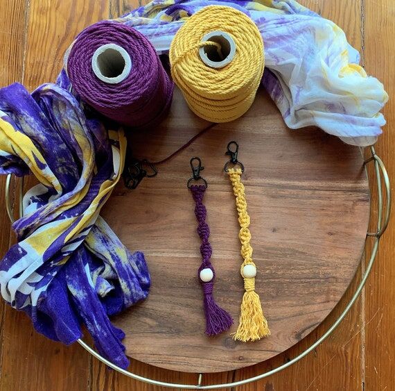 LSU / Saints / Macrame Keychain / Macrame Acc...