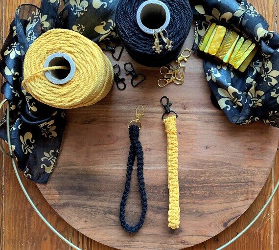 Saints / LSU / Macrame Wristlet / Macrame Key...