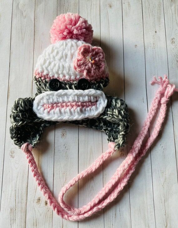 Crochet Sock Monkey Hat for Dogs – Handmade...