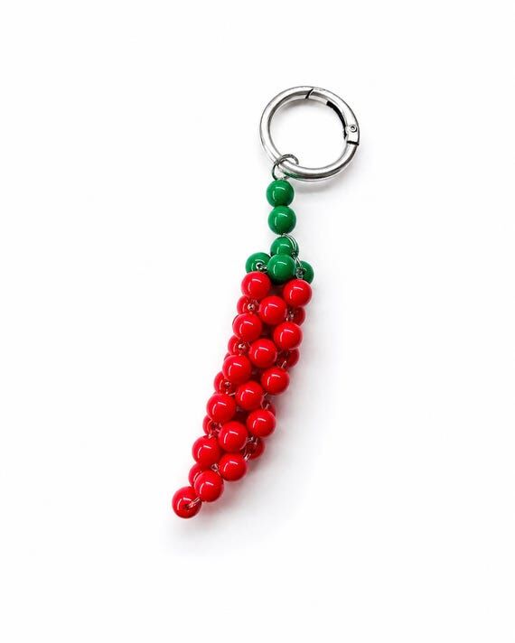 Red Chili Pepper Bag Charm • Handmade Beade...