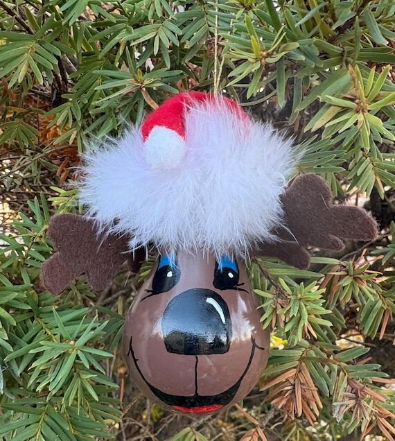 Hand-painted Christmas Reindeer Ornaments. Ha...