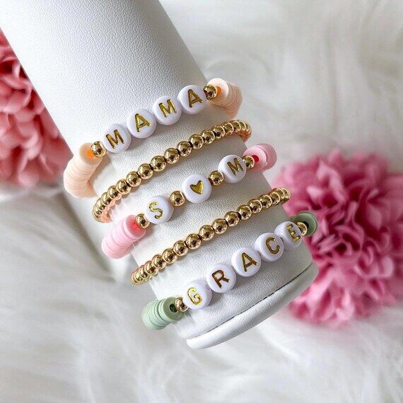 Clay Beaded Bracelet Stack custom Boho Jewelr...