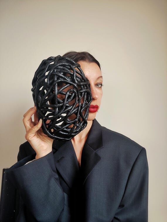 Black gothic style demon mask /Mask with eye ...