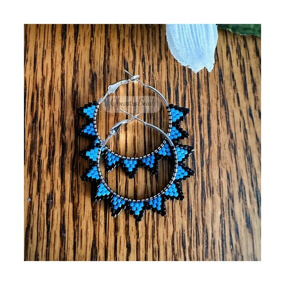 Beaded Hoop Earrings • Beaded Earrings • ...