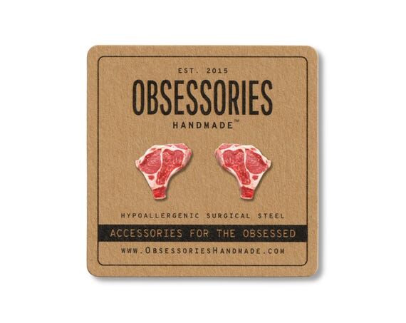Steak Earrings Food Earrings Food Stud Earrin...
