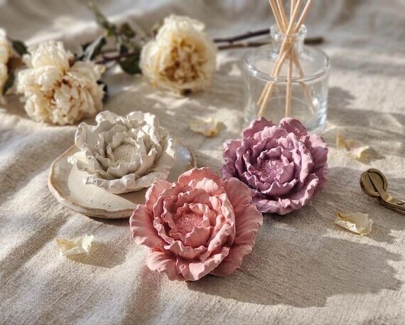 Handmade Peony Flower Car Air Freshener, Flor...